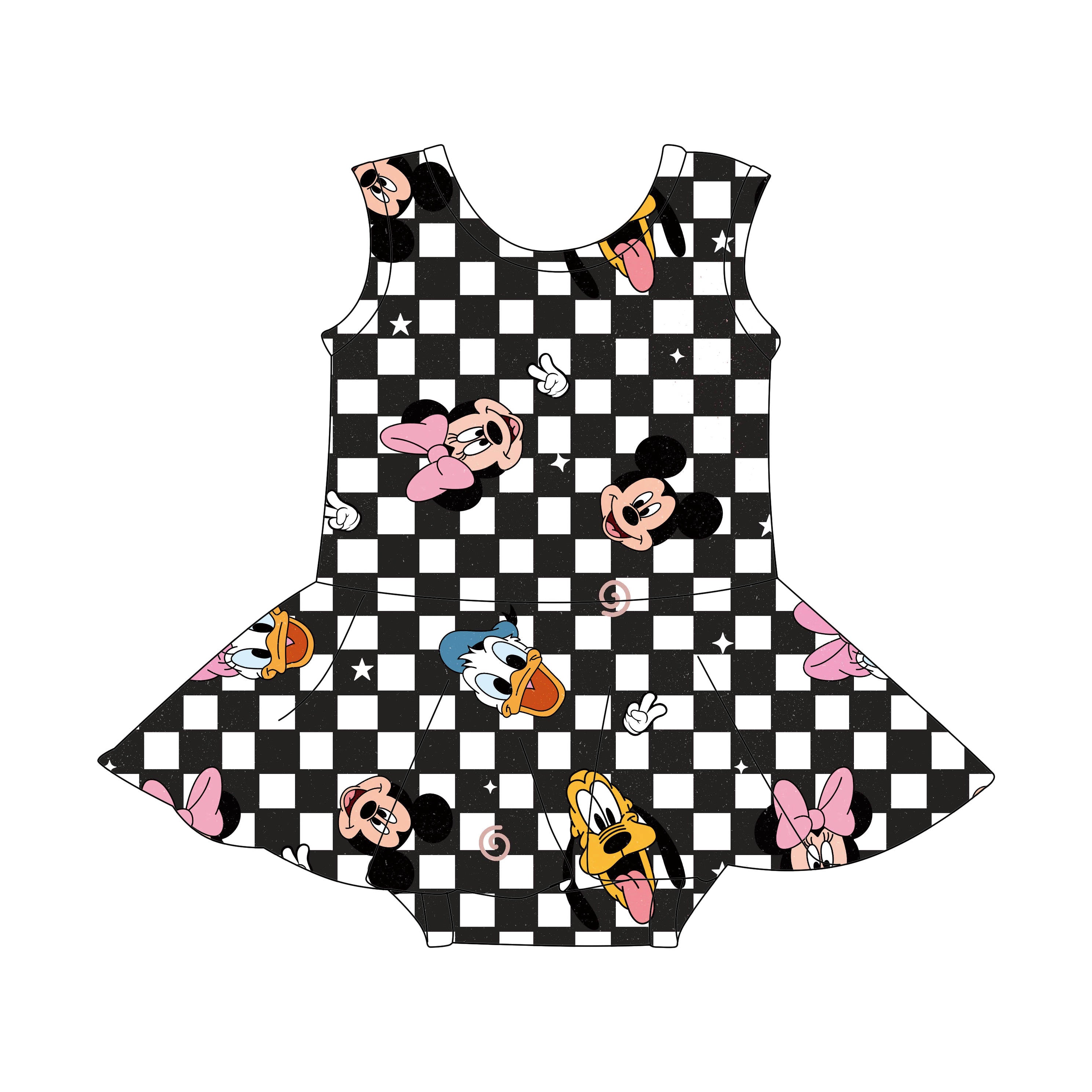 Minnie Black & White - One Piece Skirt Bathing Suit PRE-ORDER-Bathing suits-Elie’s Bows