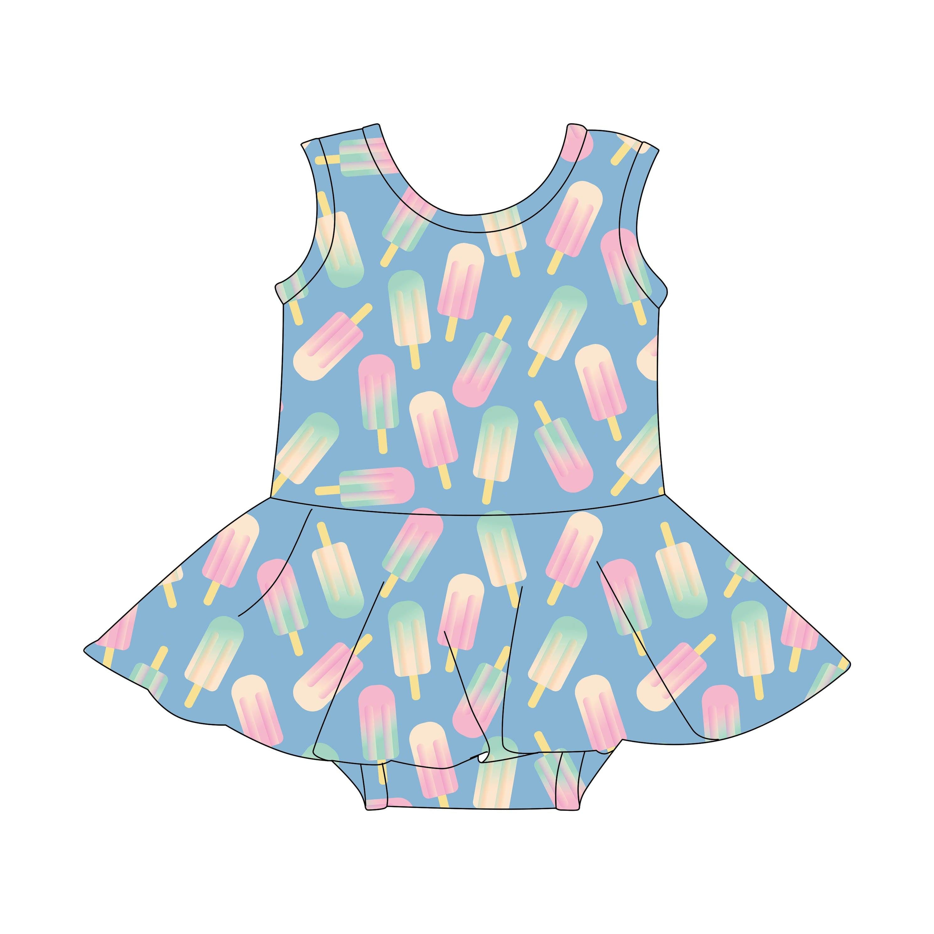 Pastel Ice Creams - One Piece Skirt Bathing Suit PRE-ORDER-Bathing suits-Elie’s Bows