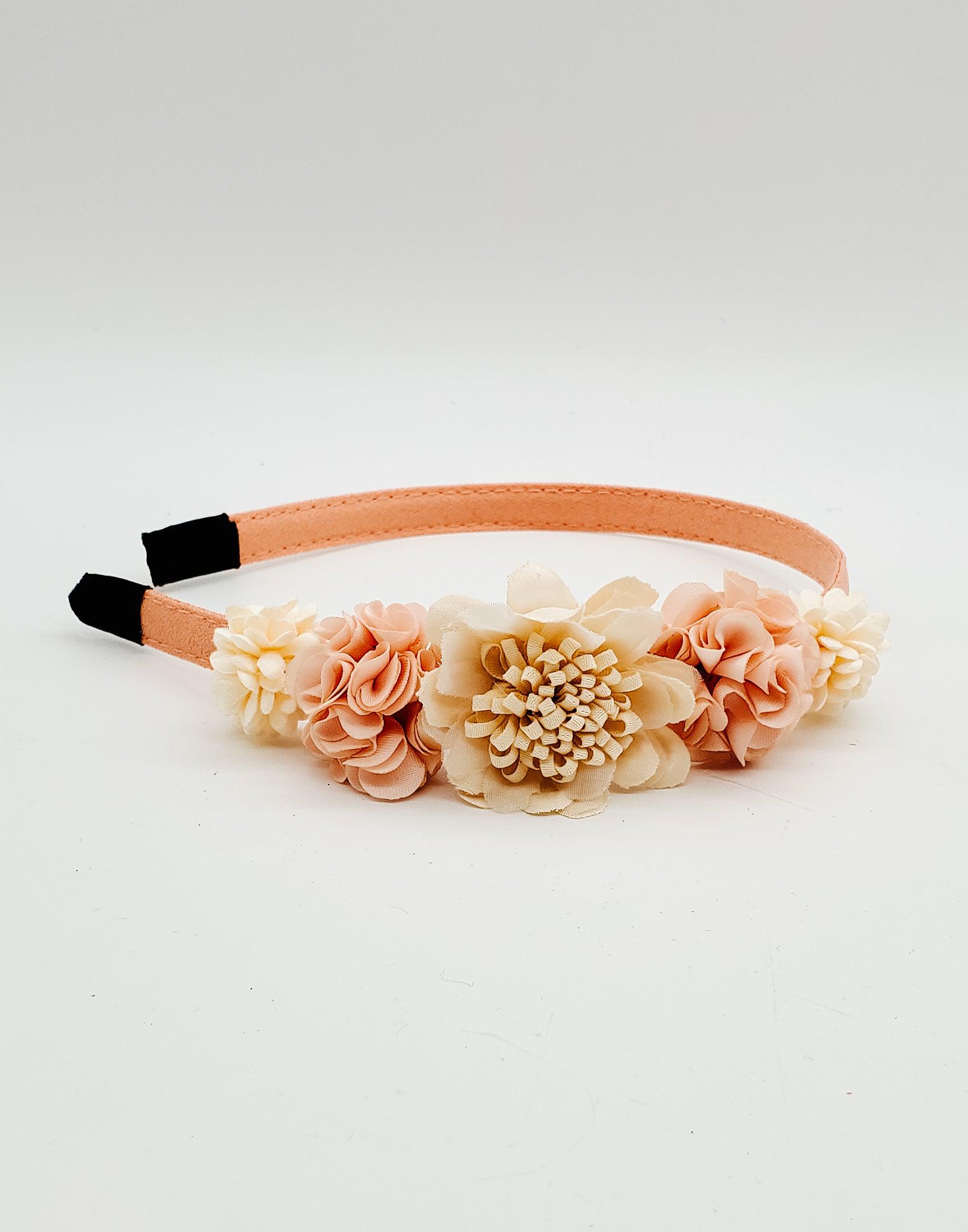 Peach Blooms - Hard Headband-Headband-Elie’s Bows