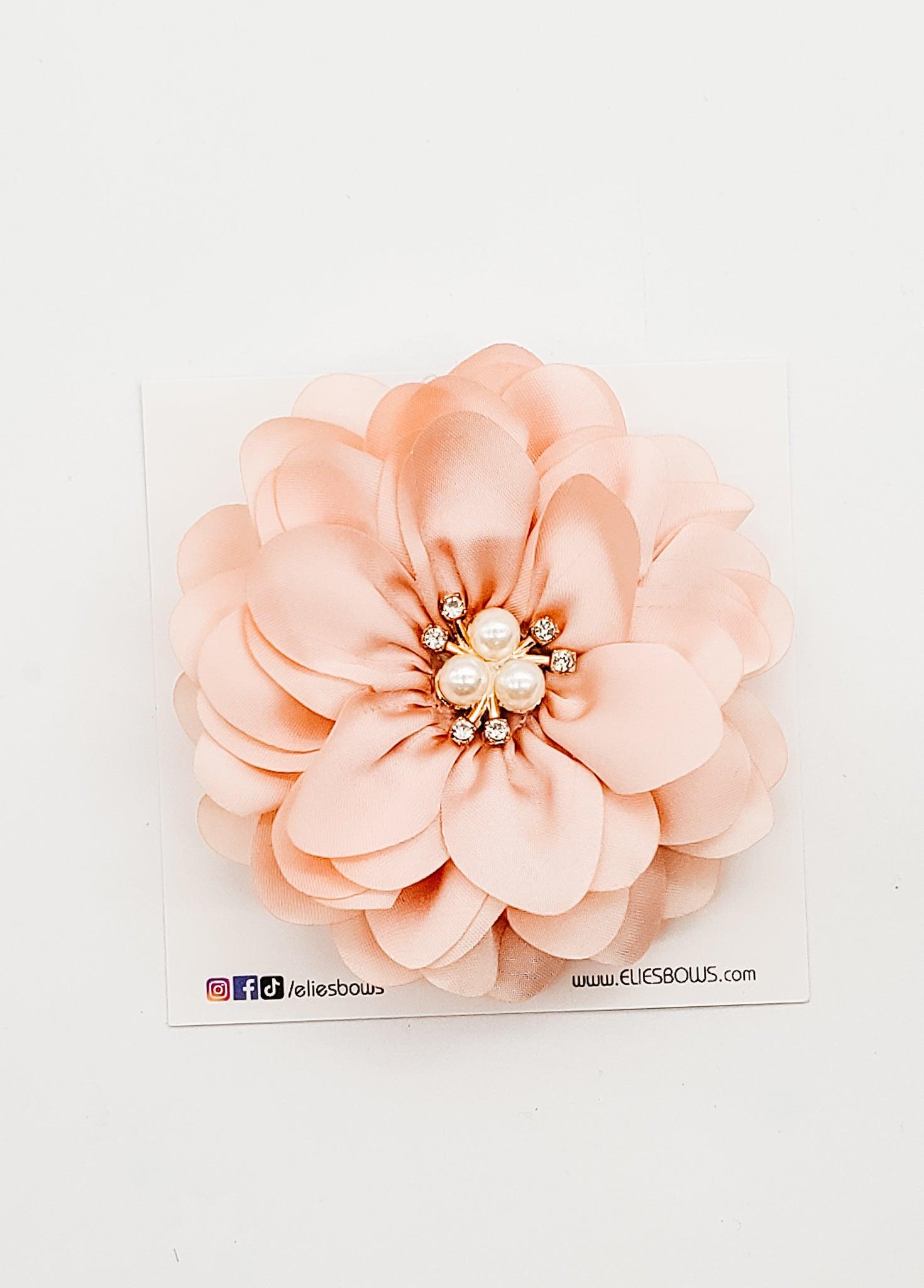 Peach - Flower Clip - 3.4"-Bows-Elie’s Bows