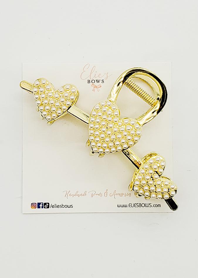 Pearl Heart - Claw Clip-Claw Clips-Elie’s Bows