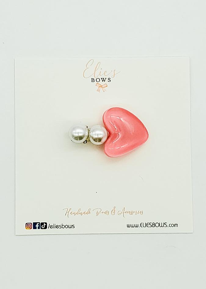 Pearls & Hearts - Bar Clip - 4cm-Snap Clips-Elie’s Bows