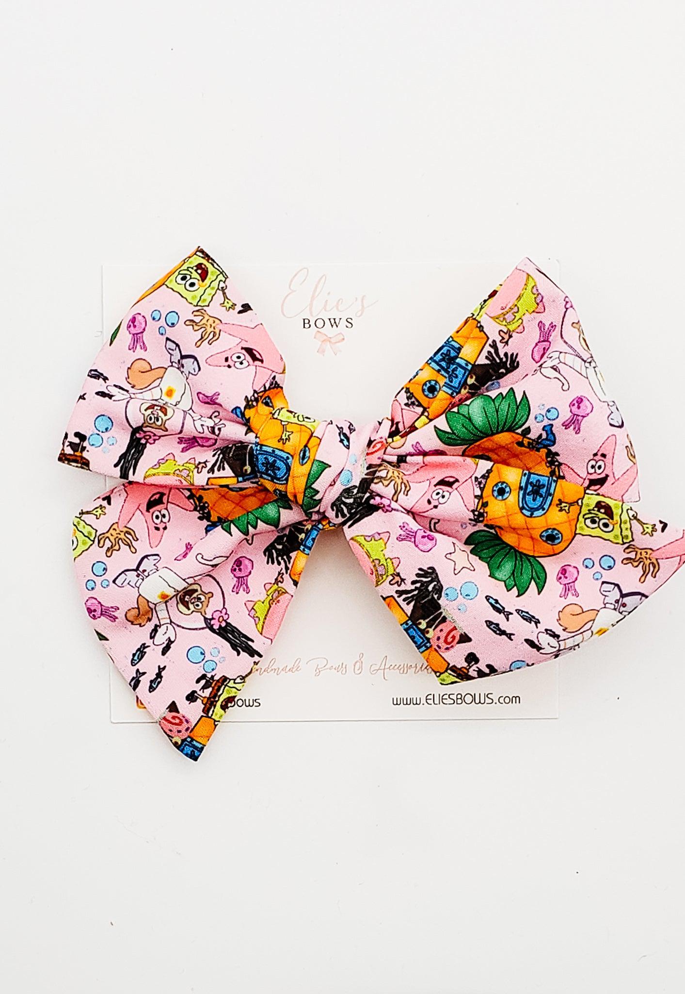 Pineapple under the sea - Elie Fabric Bow - 5"-Bows-Elie’s Bows