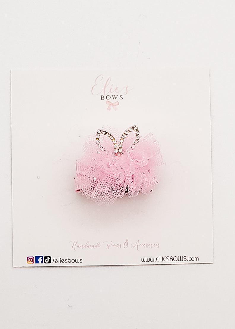 Pink Bunny tulle - Bar Clip - 4cm-Snap Clips-Elie’s Bows