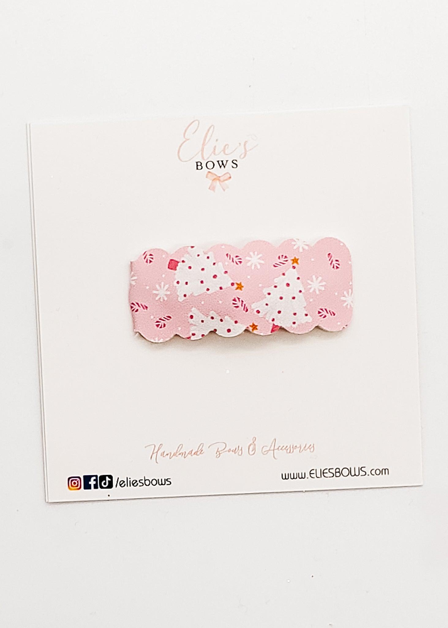 Pink Christmas Trees - Snap Clip - 2.5"-Snap Clips-Elie’s Bows