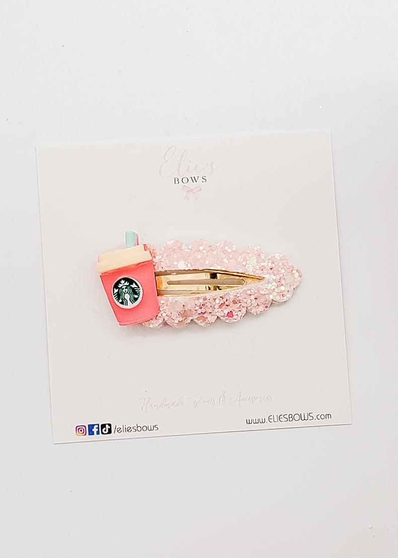 Pink Coffee - Snap Clip - 2.5"-Snap Clips-Elie’s Bows