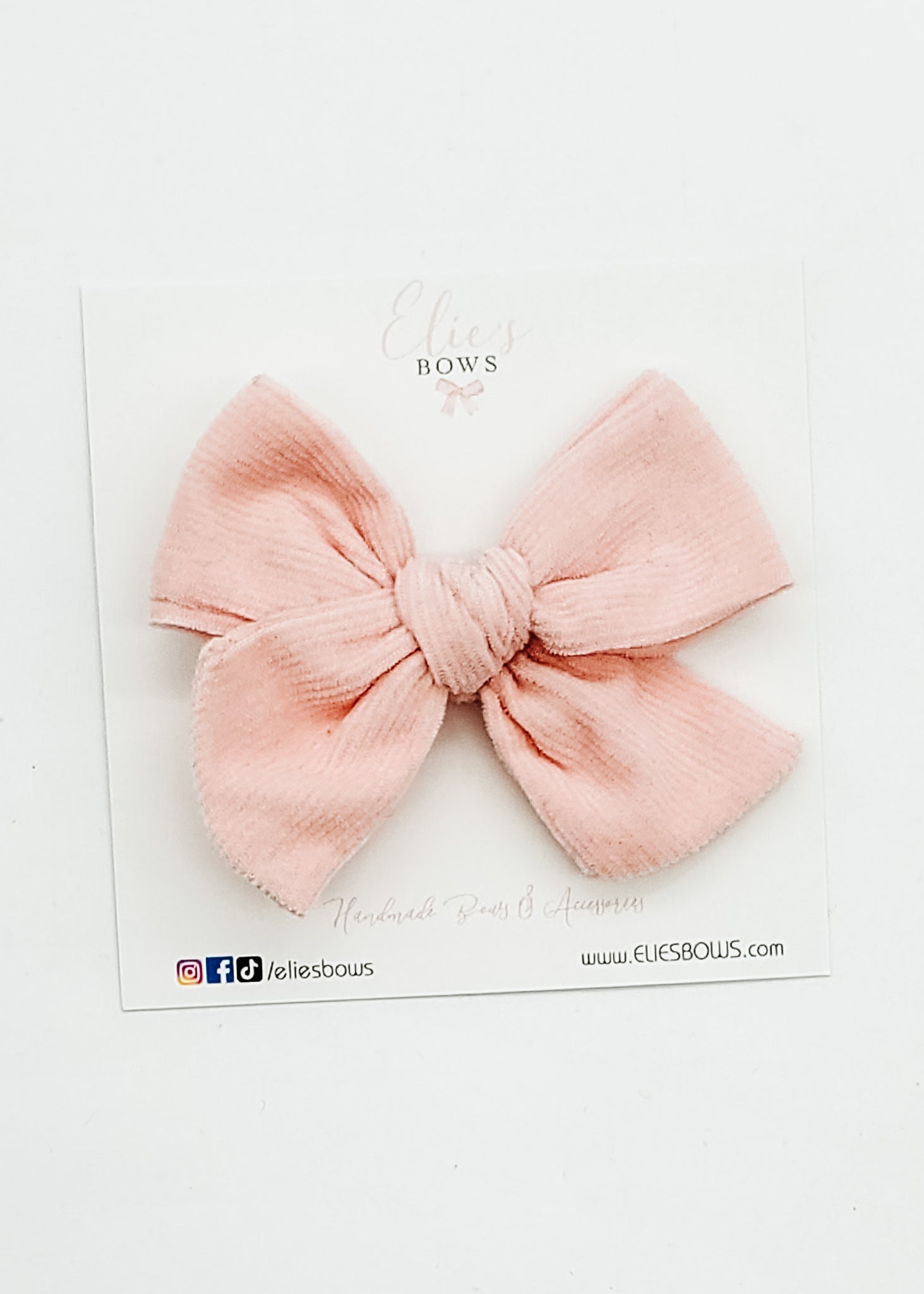 Pink Cordoroy - Elie Fabric Bow - 3.2"-Bows-Elie’s Bows