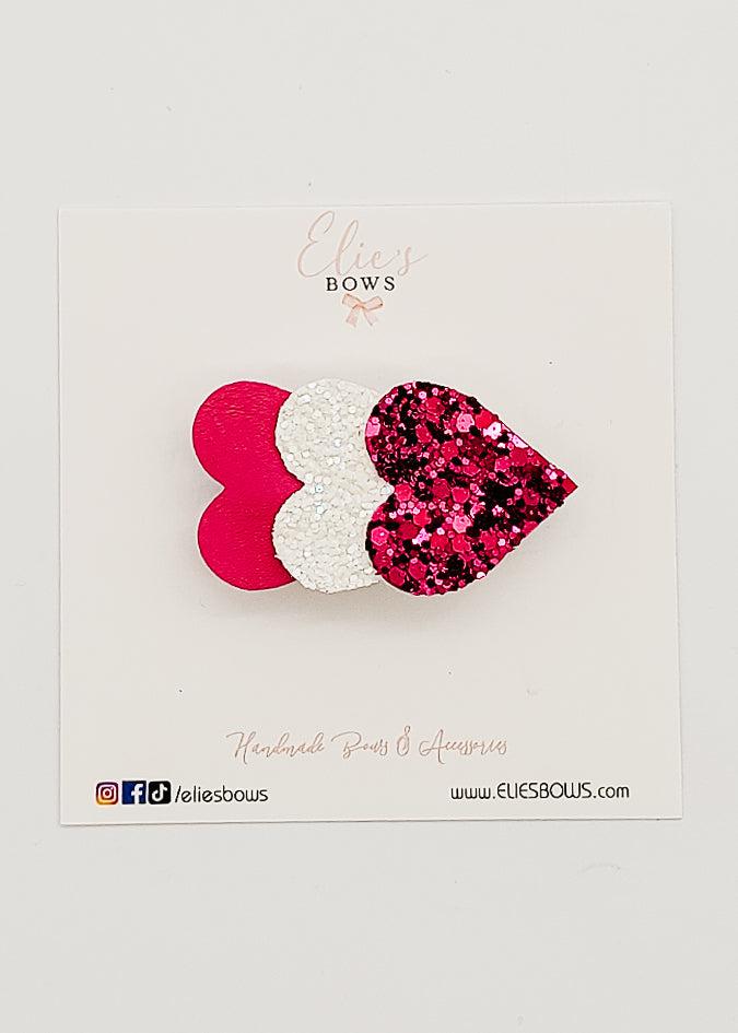 Pink Heart Clip - Bar Clip - 5cm-Snap Clips-Elie’s Bows