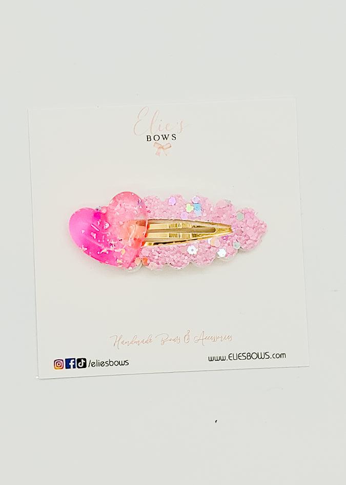 Pink Heart - Snap Clip - 2.5"-Snap Clips-Elie’s Bows