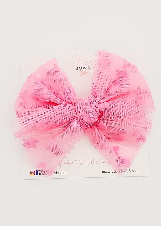 Pink Heart Tulle - 4"-Bows-Elie’s Bows