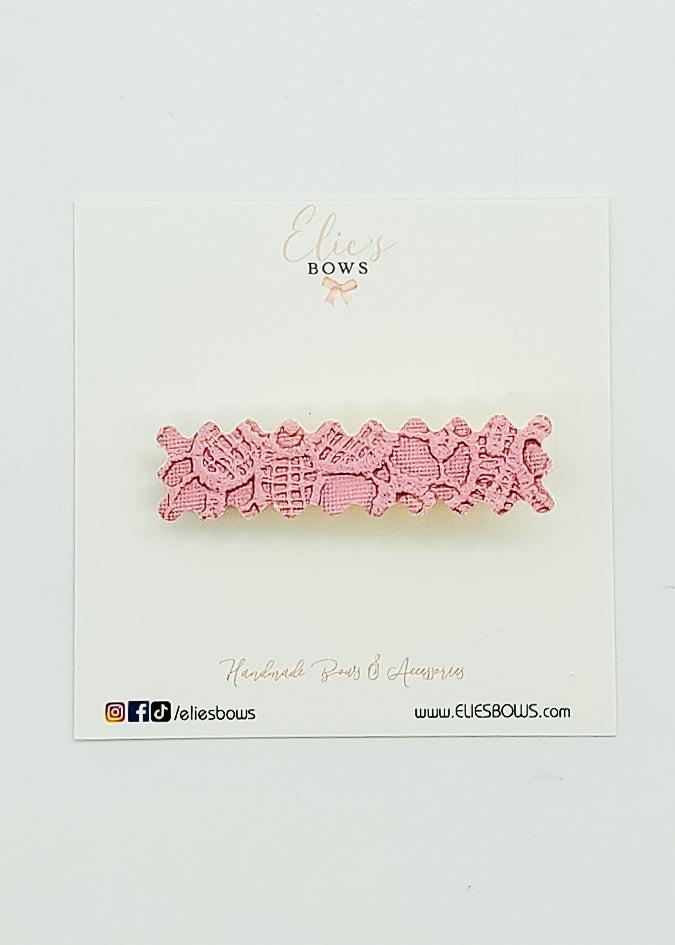 Pink Lace - *NEW* Lovely Bar Clip - 2.5"-Snap Clips-Elie’s Bows
