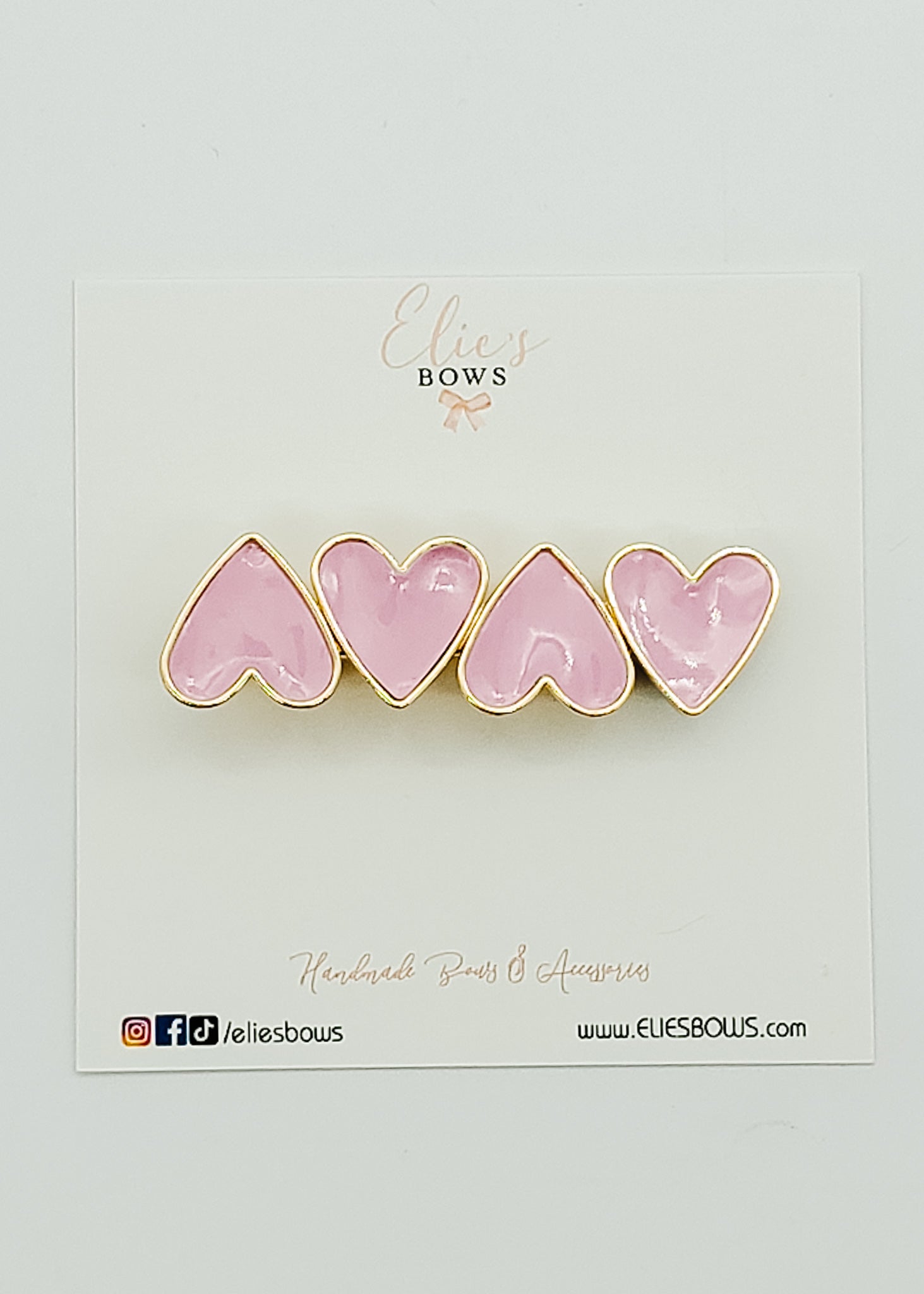 Pink Patent - Heart Clips - 7cm-Snap Clips-Elie’s Bows