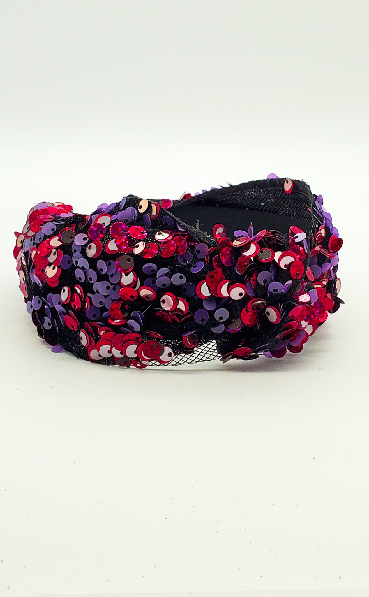 Pink & Purple Sequence - Hard Headband-Headband-Elie’s Bows