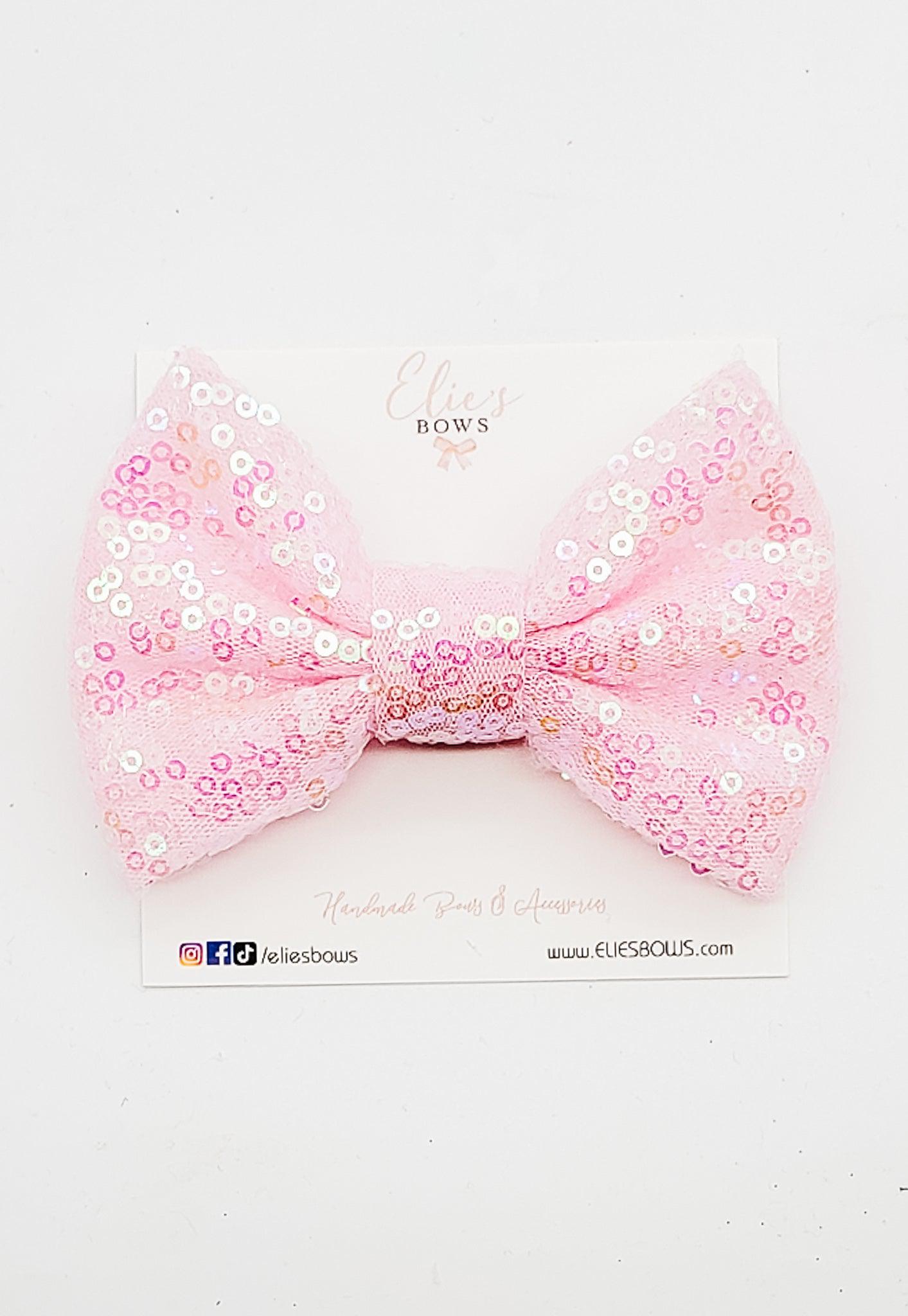 Pink - Sequence Bow - 4"-Bows-Elie’s Bows