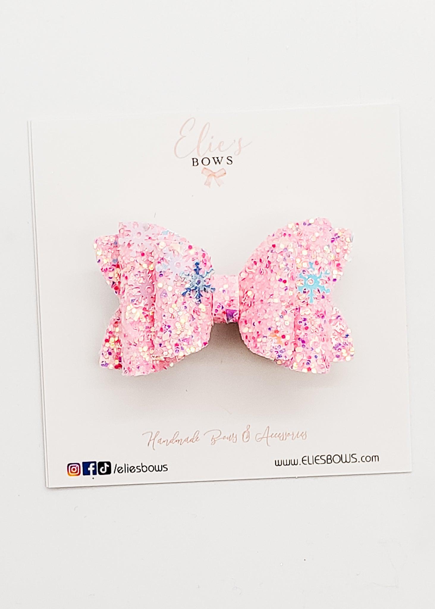 Pink Snowflake Glitter - 2.5"-Bows-Elie’s Bows