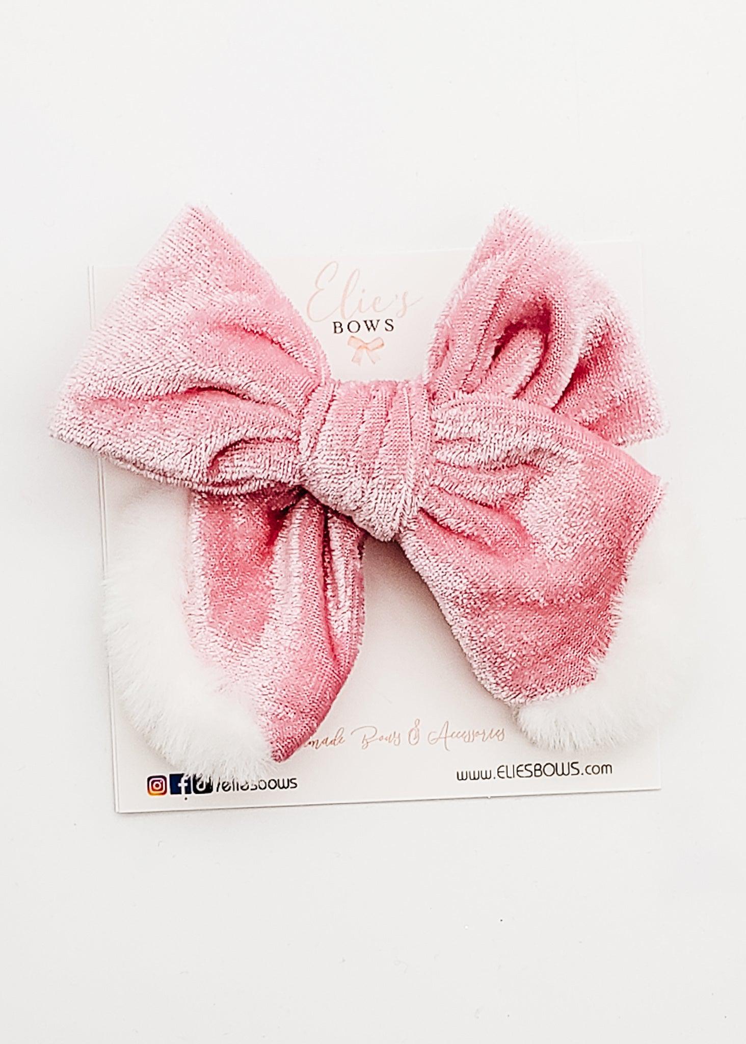 Pink Velvet - Fabric Bow - 3.5"-Bows-Elie’s Bows