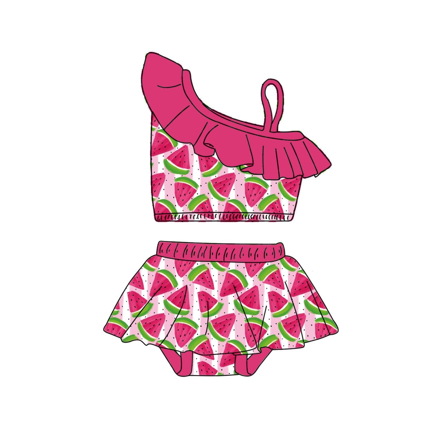 Pink Watermelon - 2 Piece bathing suit PRE-ORDER-Bathing suits-Elie’s Bows