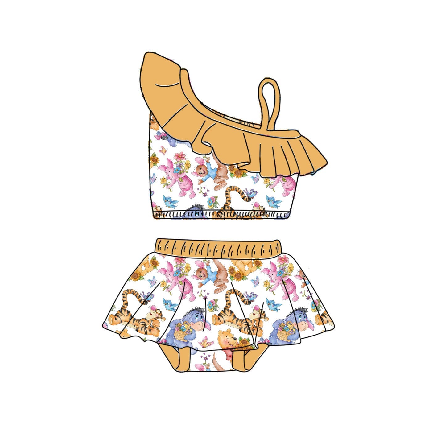 Pooh Bear - 2 Piece bathing suit PRE-ORDER-Bathing suits-Elie’s Bows