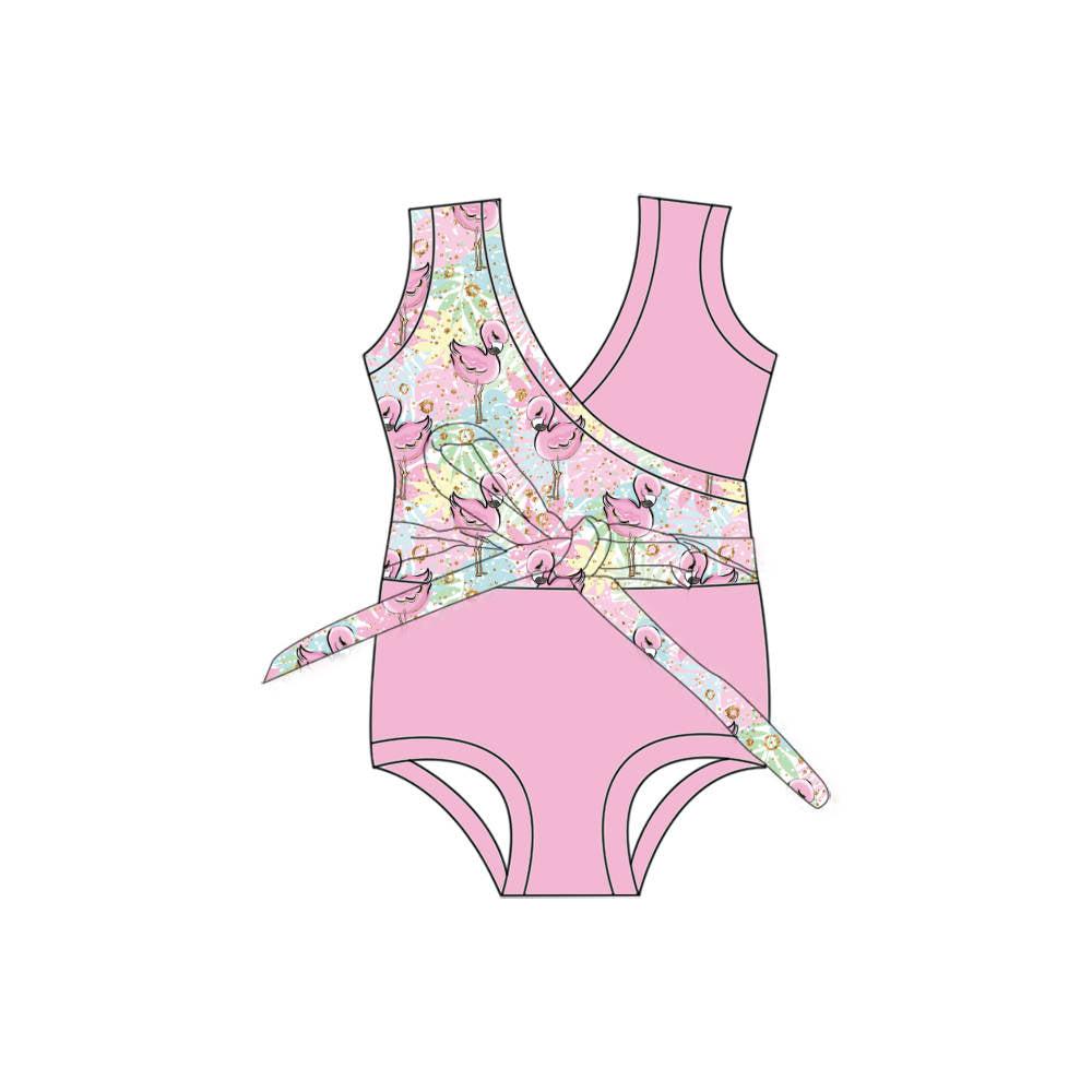 Pretty Flamingo - One Piece Twist Bathing Suit PRE-ORDER-Bathing suits-Elie’s Bows