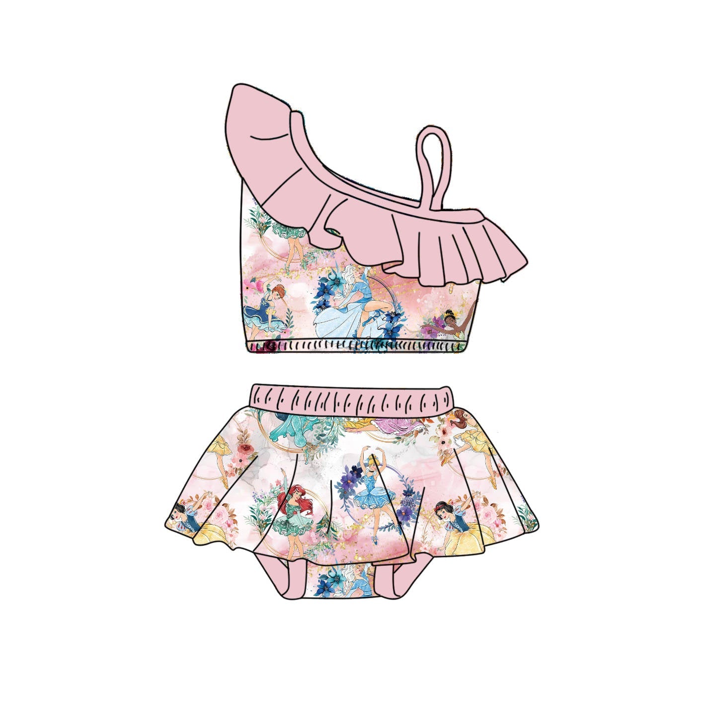 Princess Ballerina - 2 Piece bathing suit PRE-ORDER-Bathing suits-Elie’s Bows