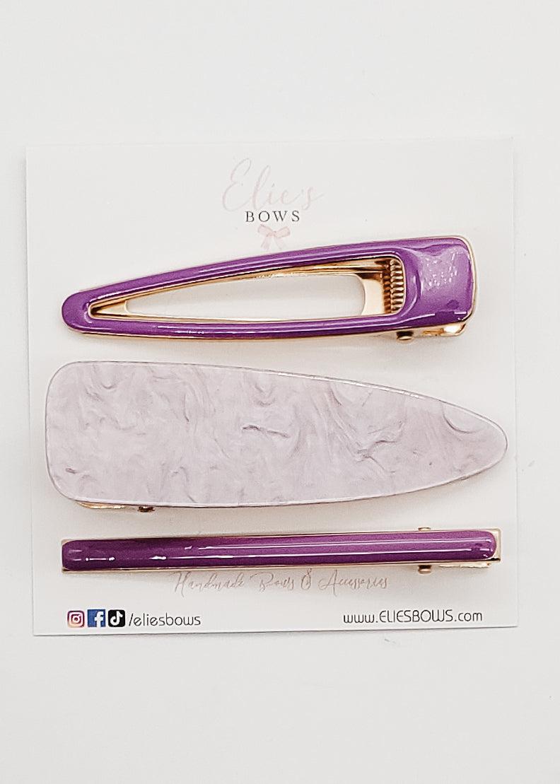Purple - Bar Clip Set-Snap Clips-Elie’s Bows