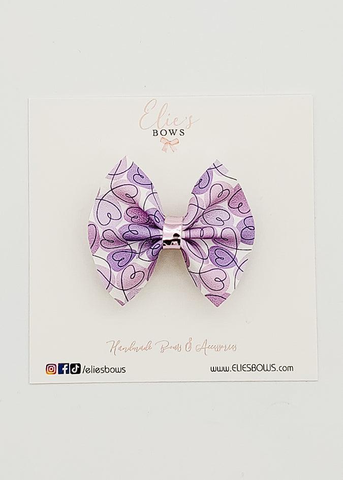 Purple Hearts - Pixie Bow - 2"-Bows-Elie’s Bows
