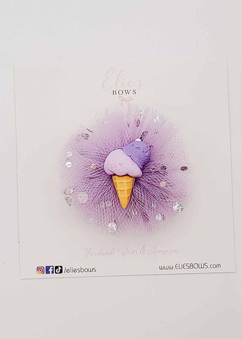 Purple Ice Cream Tulle - Pixie Bow - 2"-Bows-Elie’s Bows