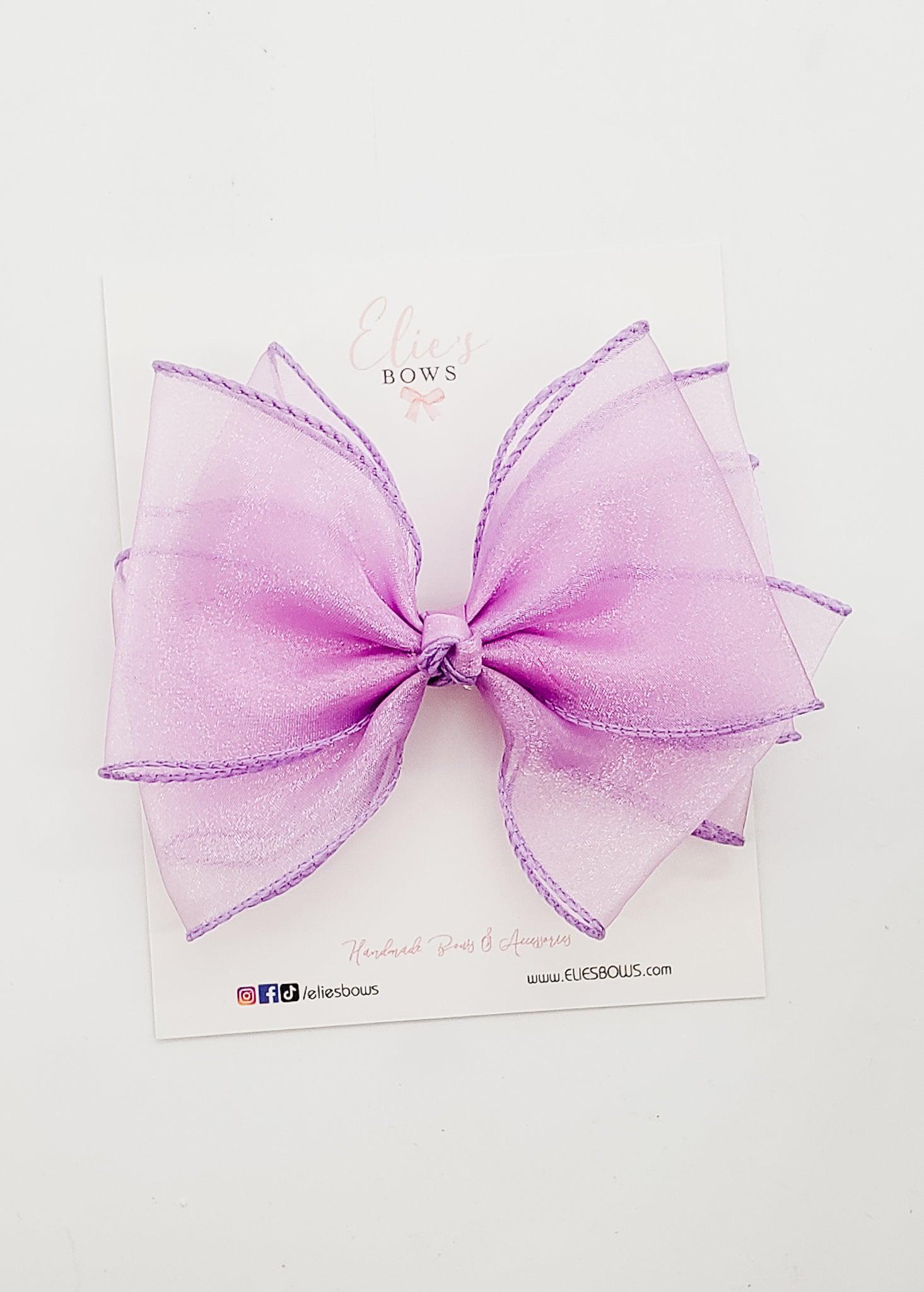Purple - Organza Fabric Bow - 5.5"-Bows-Elie’s Bows
