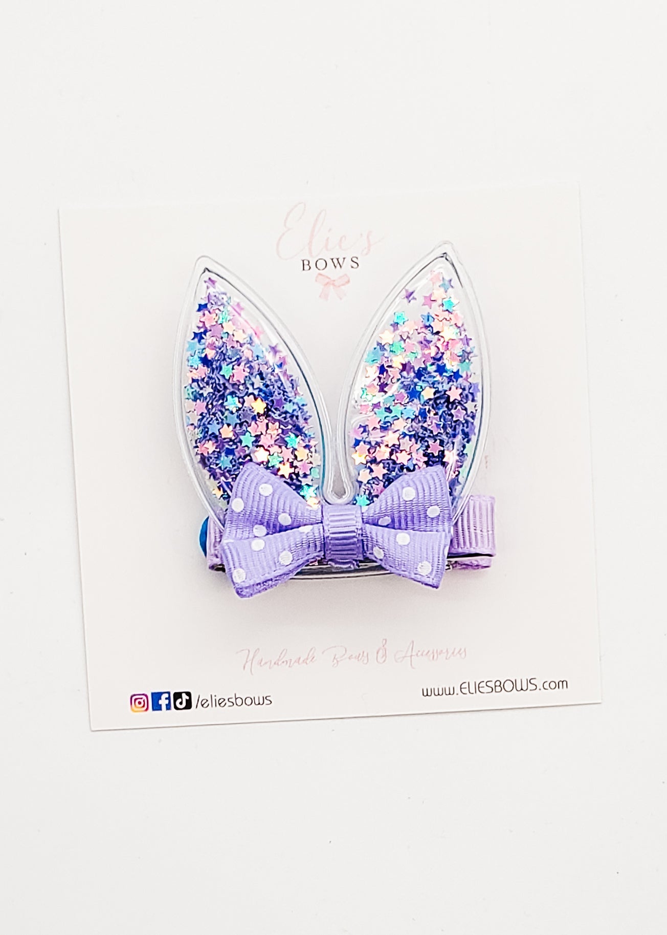 Purple Shaker Bunny - Bar Clip - 5cm-Snap Clips-Elie’s Bows