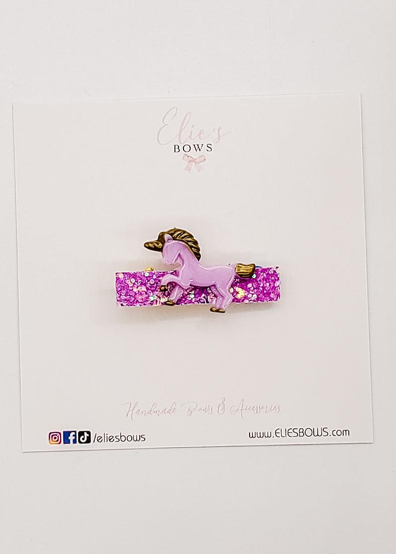 Purple Unicorn - Bar Clip - 4.5cm-Snap Clips-Elie’s Bows