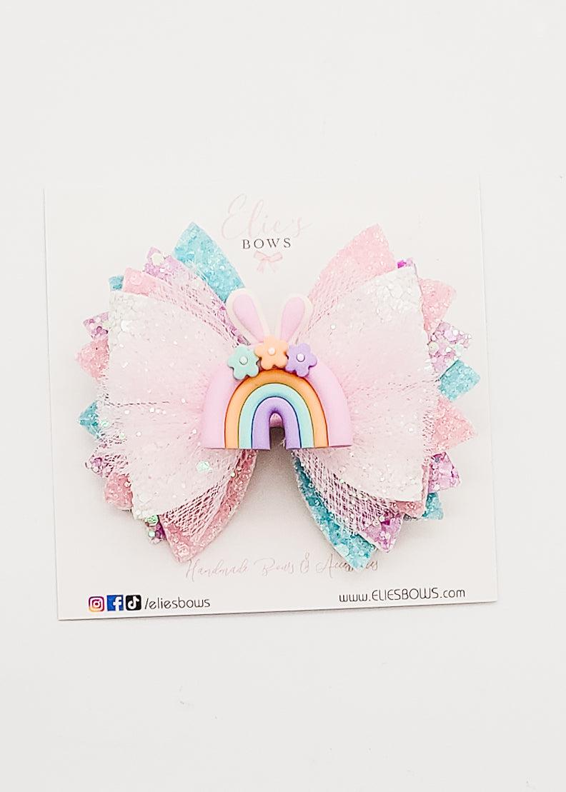 Rainbow Deluxe Bunny Bow - 3.5"-Bows-Elie’s Bows