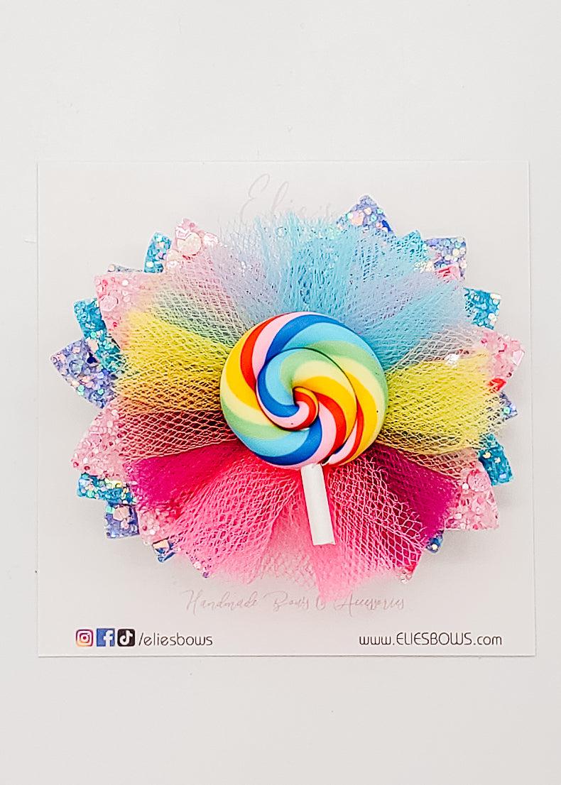 Rainbow Tulle Lollipop - 3.5"-Bows-Elie’s Bows