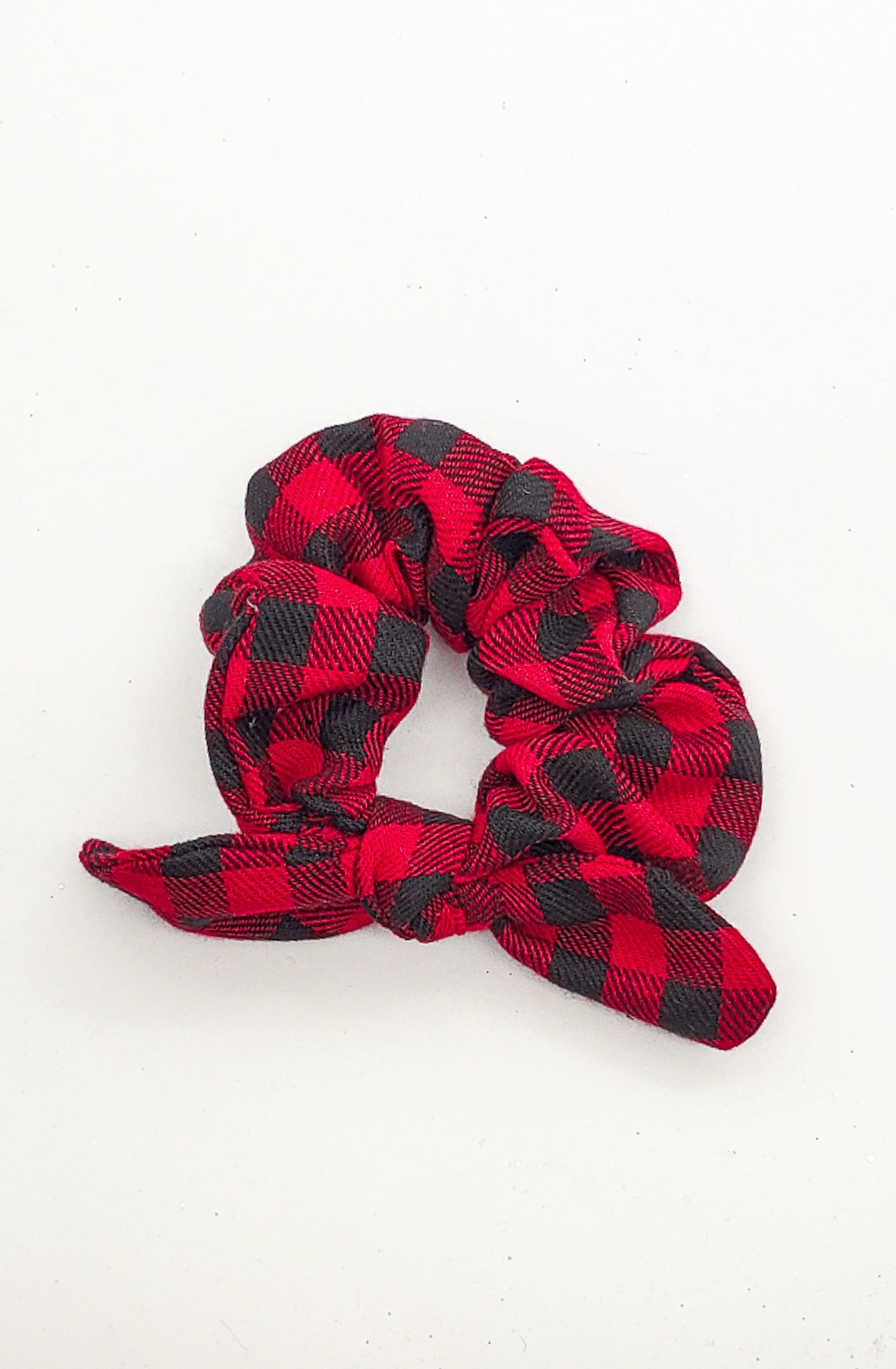 Red & Black Plaid - Tail Scrunchie-Scrunchie-Elie’s Bows