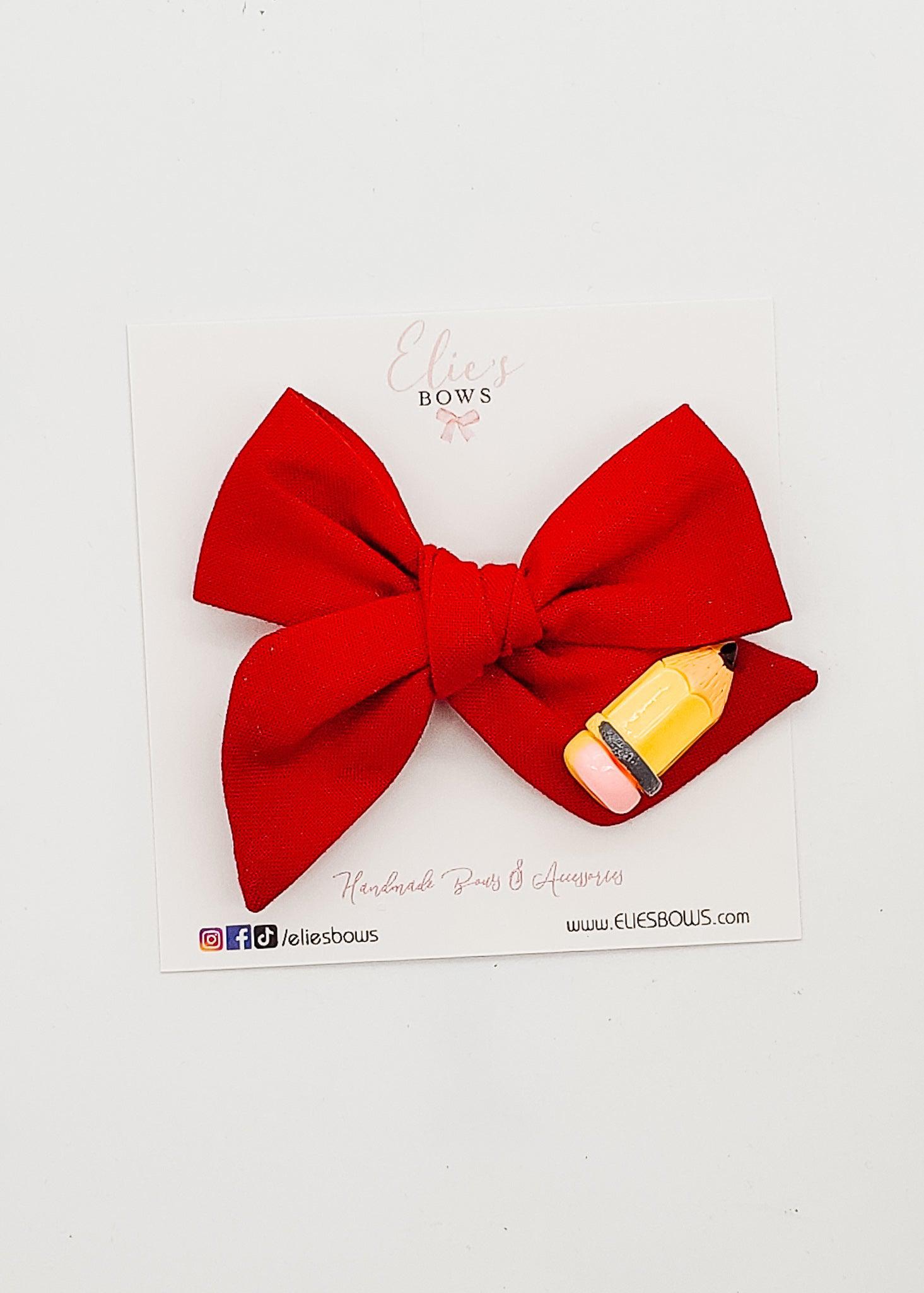 Red BTS Mini Elie - Fabric Bow - 3.2"-Bows-Elie’s Bows