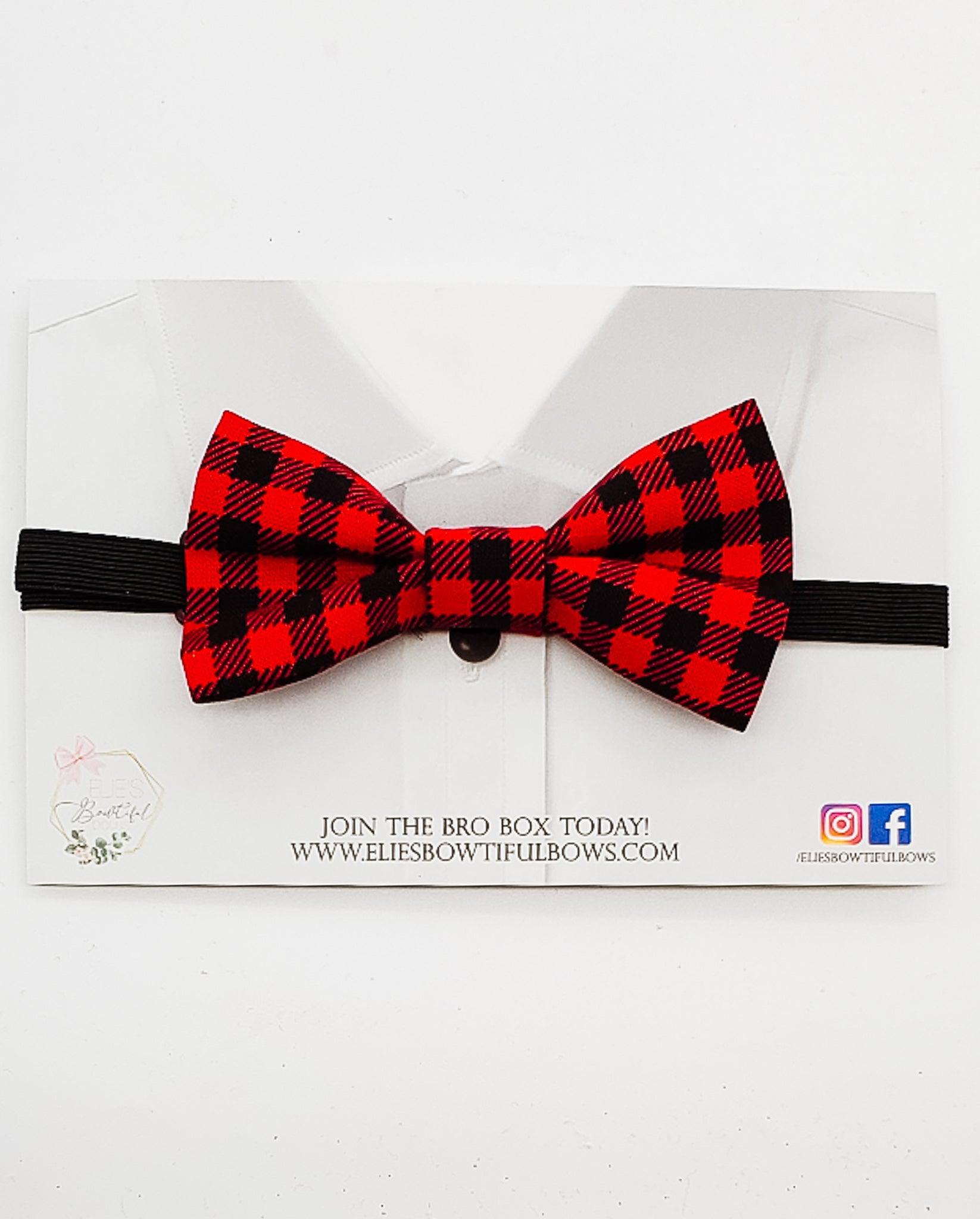 Red Buffalo - fabric bowtie - 3.5"-Bowtie-Elie’s Bows