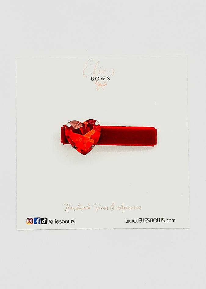 Red Diamond Heart - Bar Clip - 5cm-Snap Clips-Elie’s Bows
