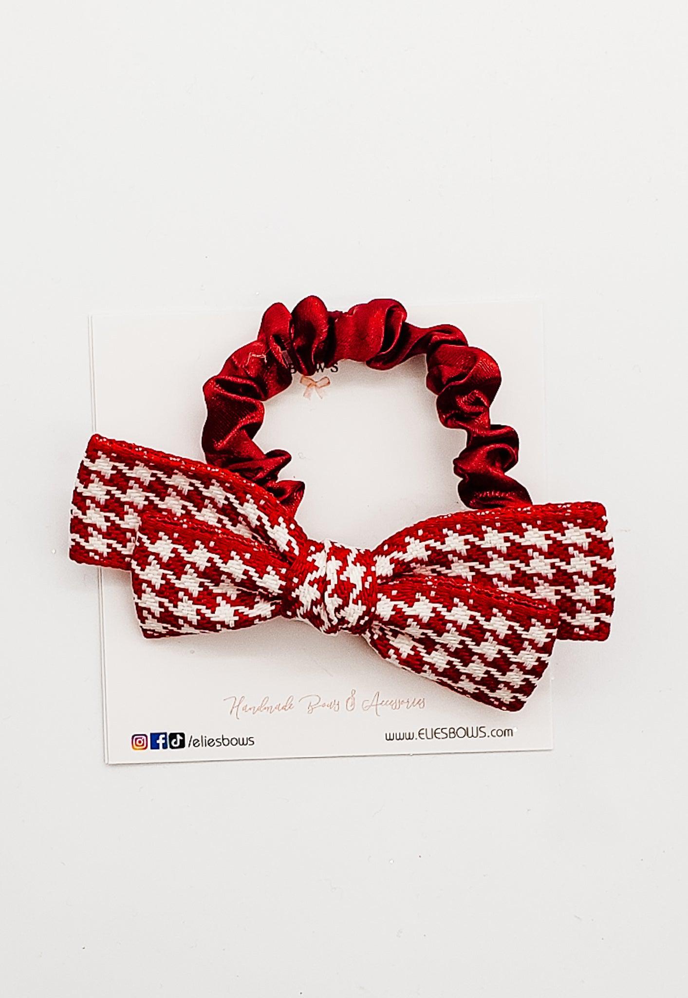 Red Houndstooth - Elastic Scrunchie-Scrunchie-Elie’s Bows