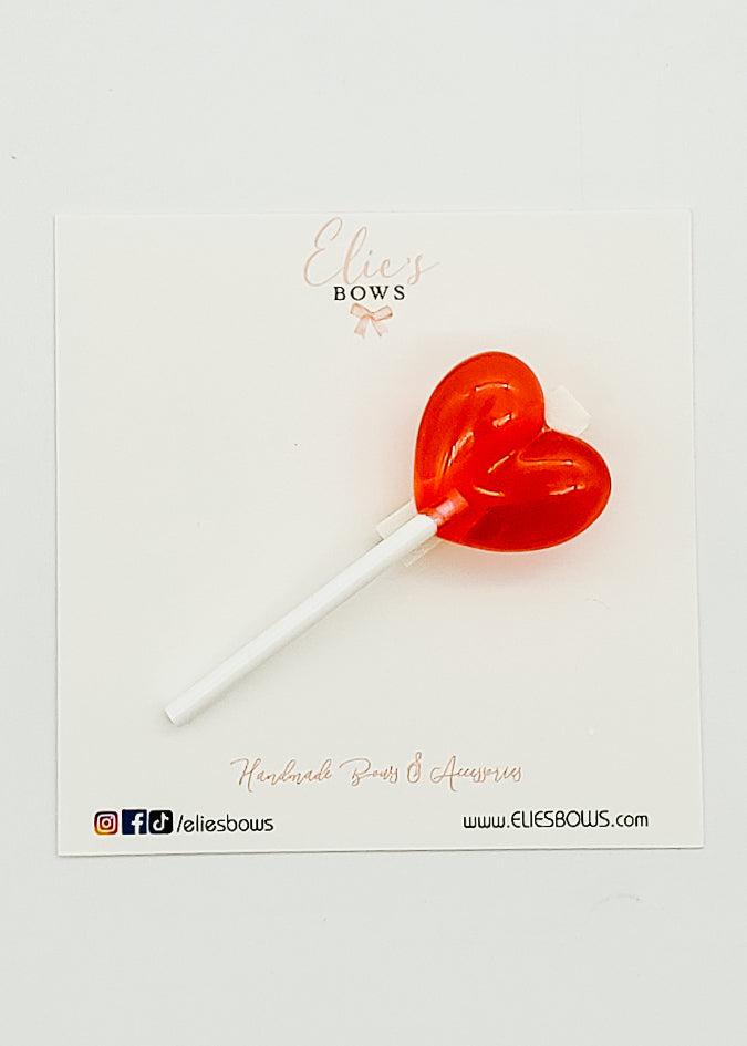 Red Lollipop - Bar Clip - 2"-Snap Clips-Elie’s Bows