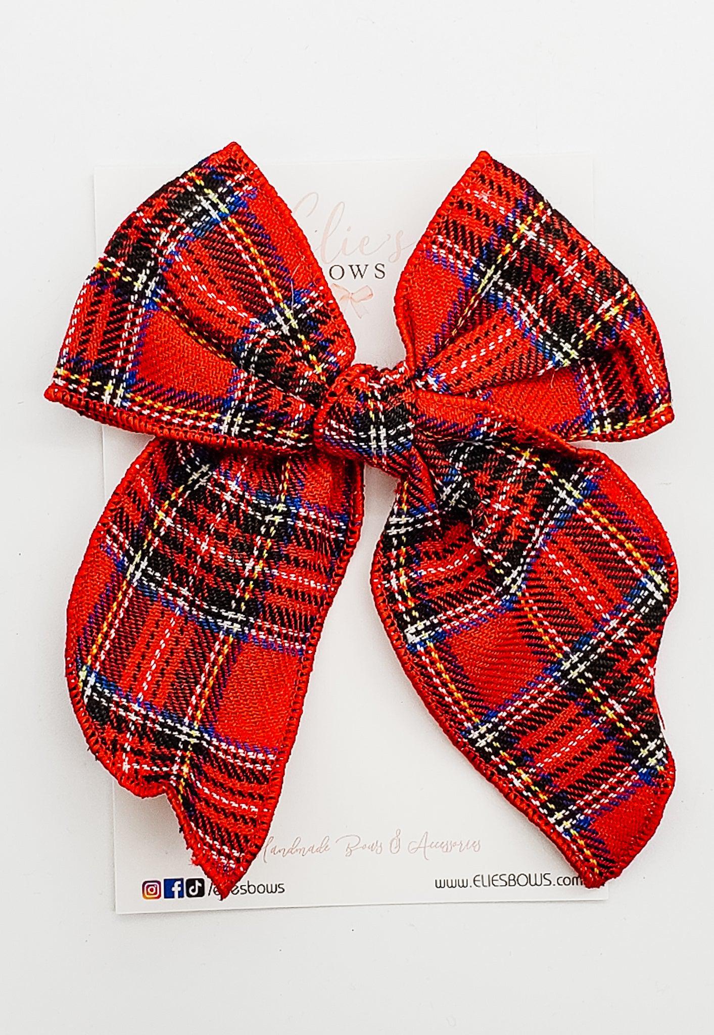 Red Plaid - Charlotte Bow - 4.5"-Charlotte-Elie’s Bows