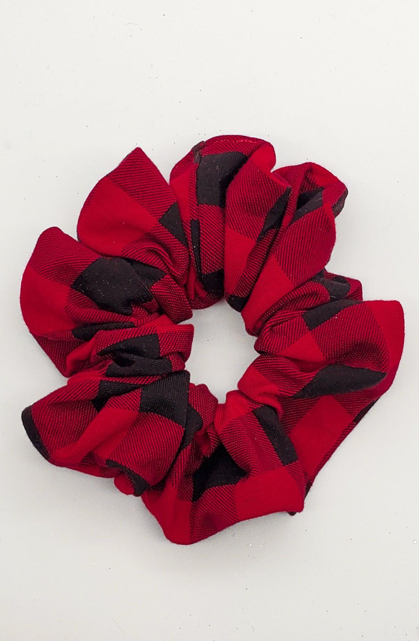 Red Plaid - XL Scrunchie-Scrunchie-Elie’s Bows