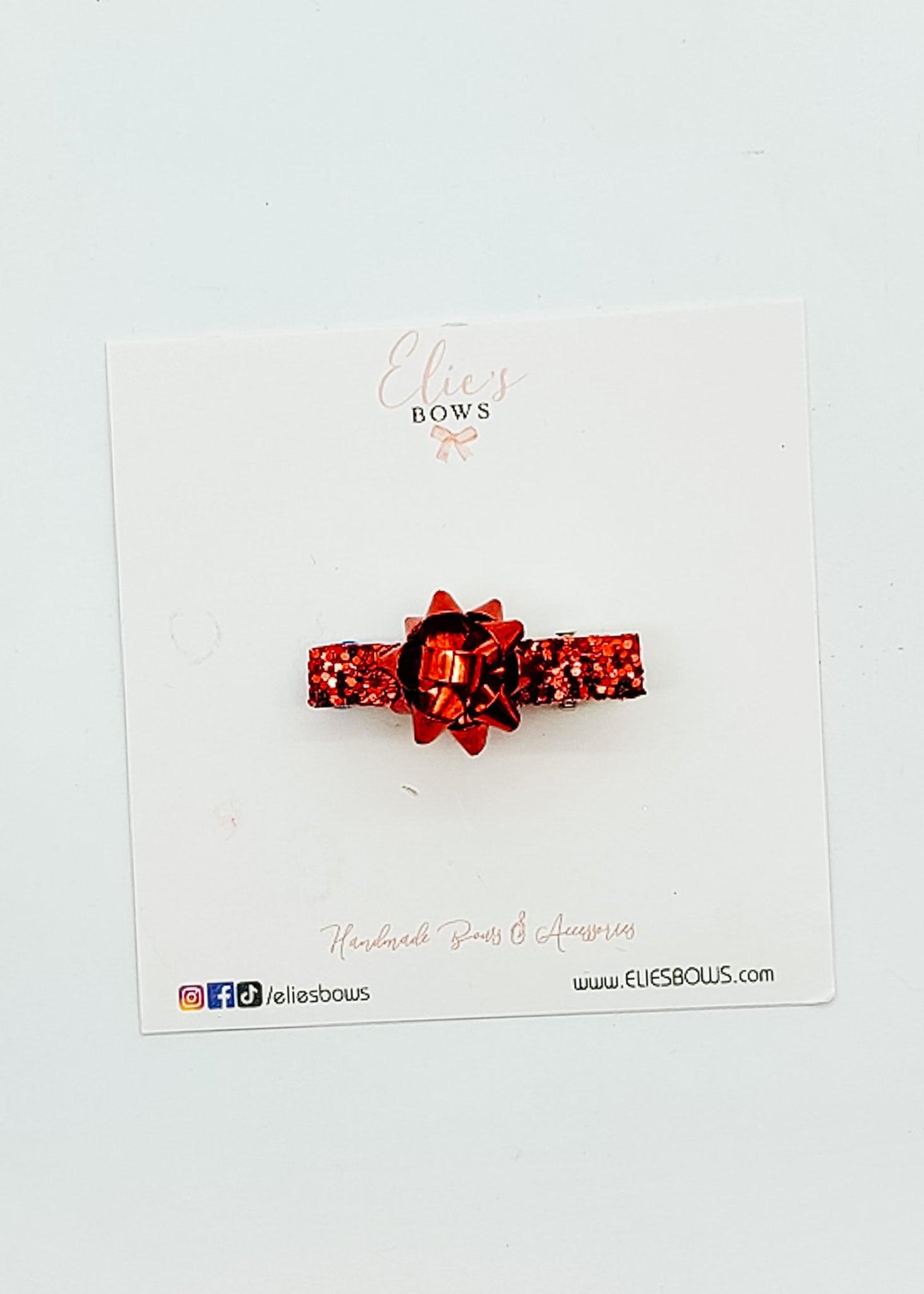 Red Present - Bar Clip - 2"-Snap Clips-Elie’s Bows