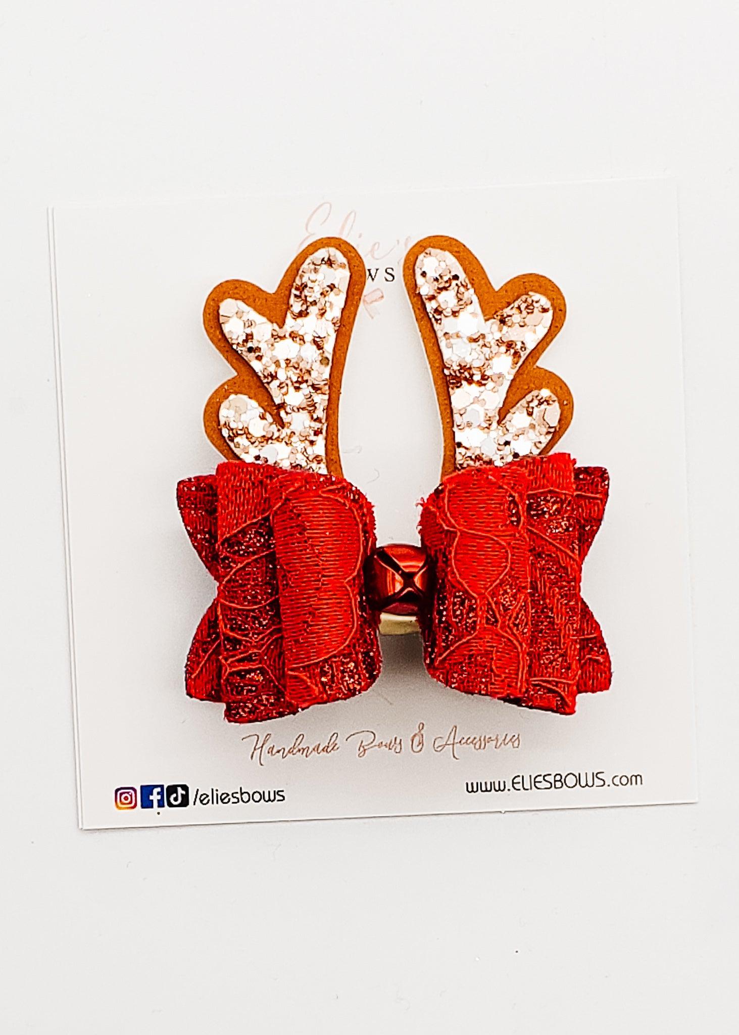 Red Reindeer Ears - 2.5"-Bows-Elie’s Bows