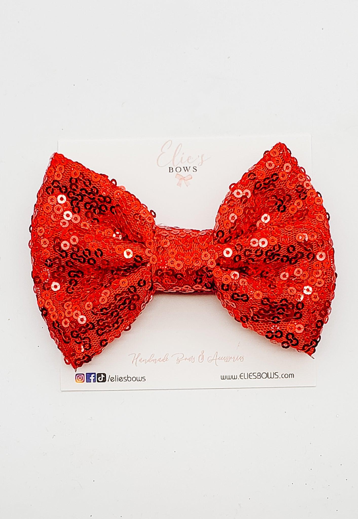 Red - Sequence Bow - 4"-Bows-Elie’s Bows