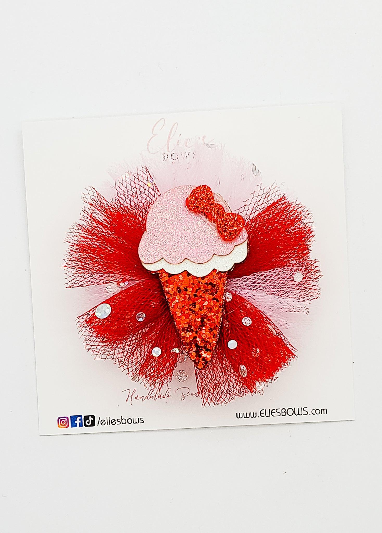 Red Tulle ice Creams - 2.8"-Bows-Elie’s Bows