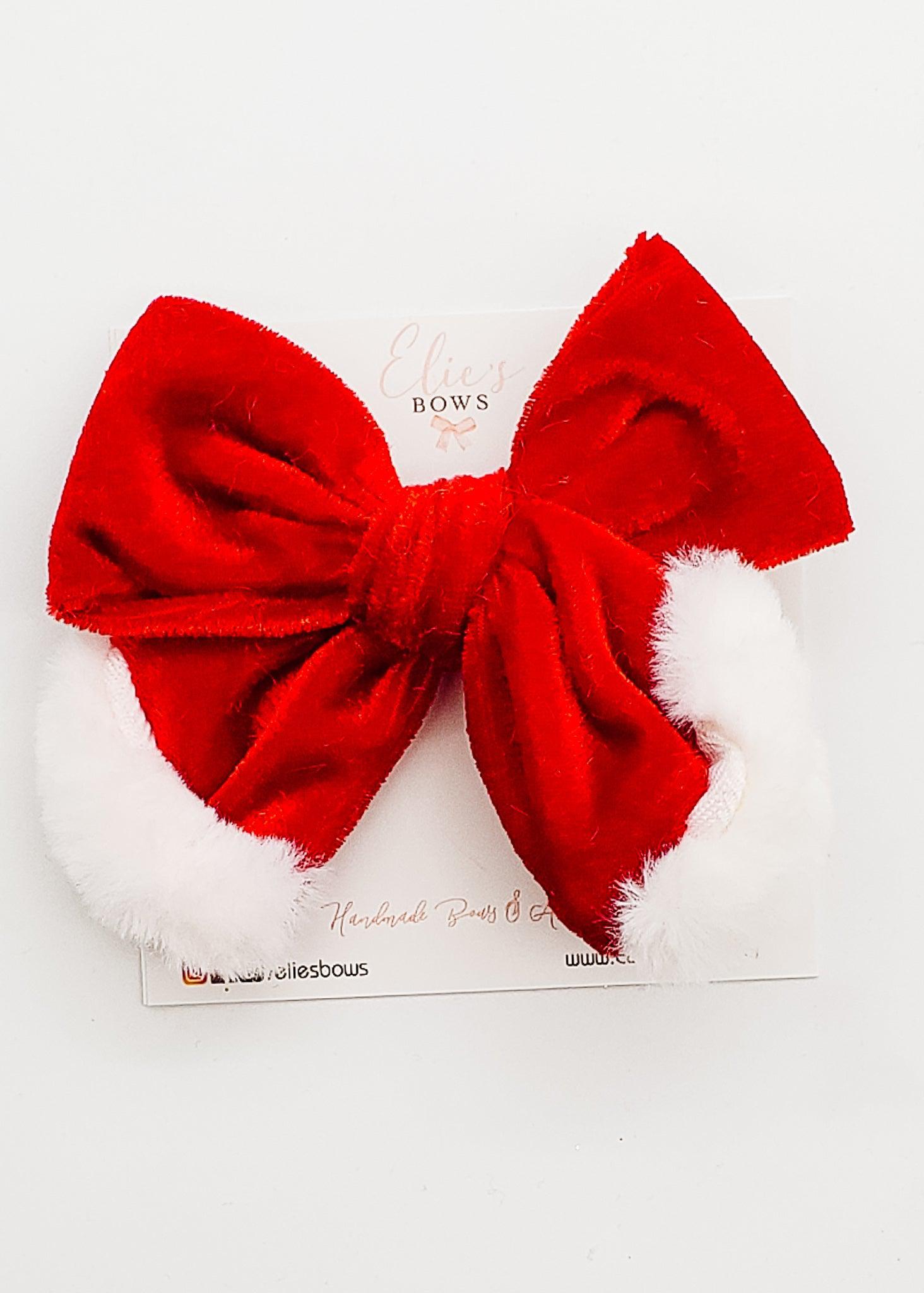 Red Velvet - Fabric Bow - 3.5"-Bows-Elie’s Bows