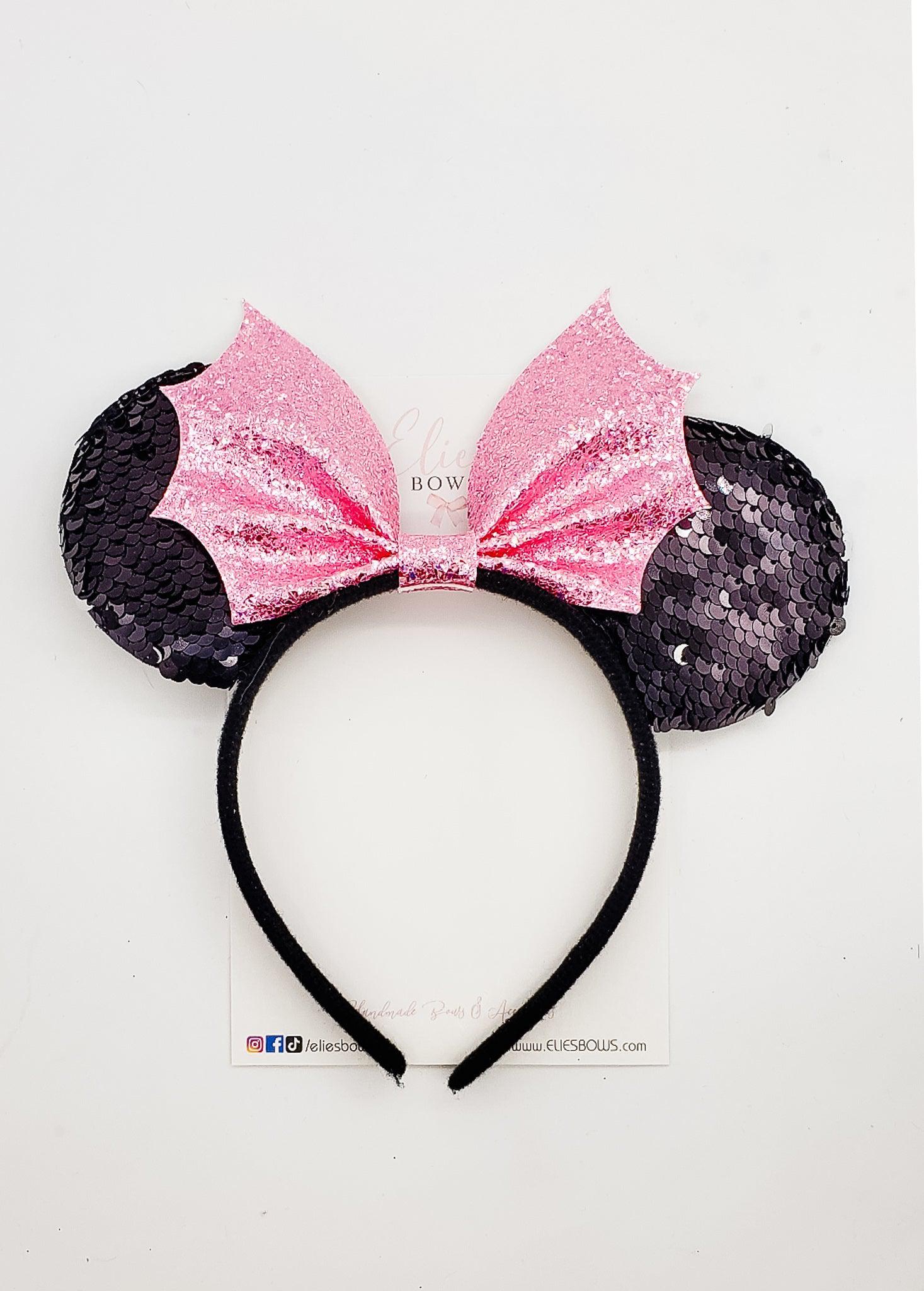 Reverse Sequence Pink Bat - Ears Headband-Headband-Elie’s Bows
