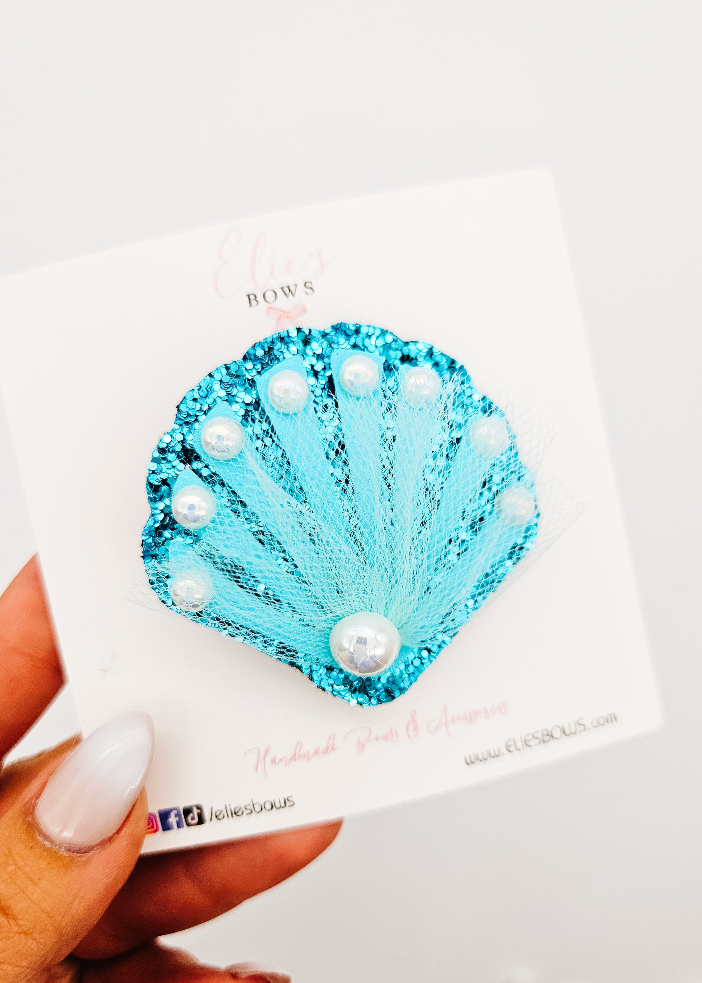 Azure Sheashell - Hair Bow 2.5"