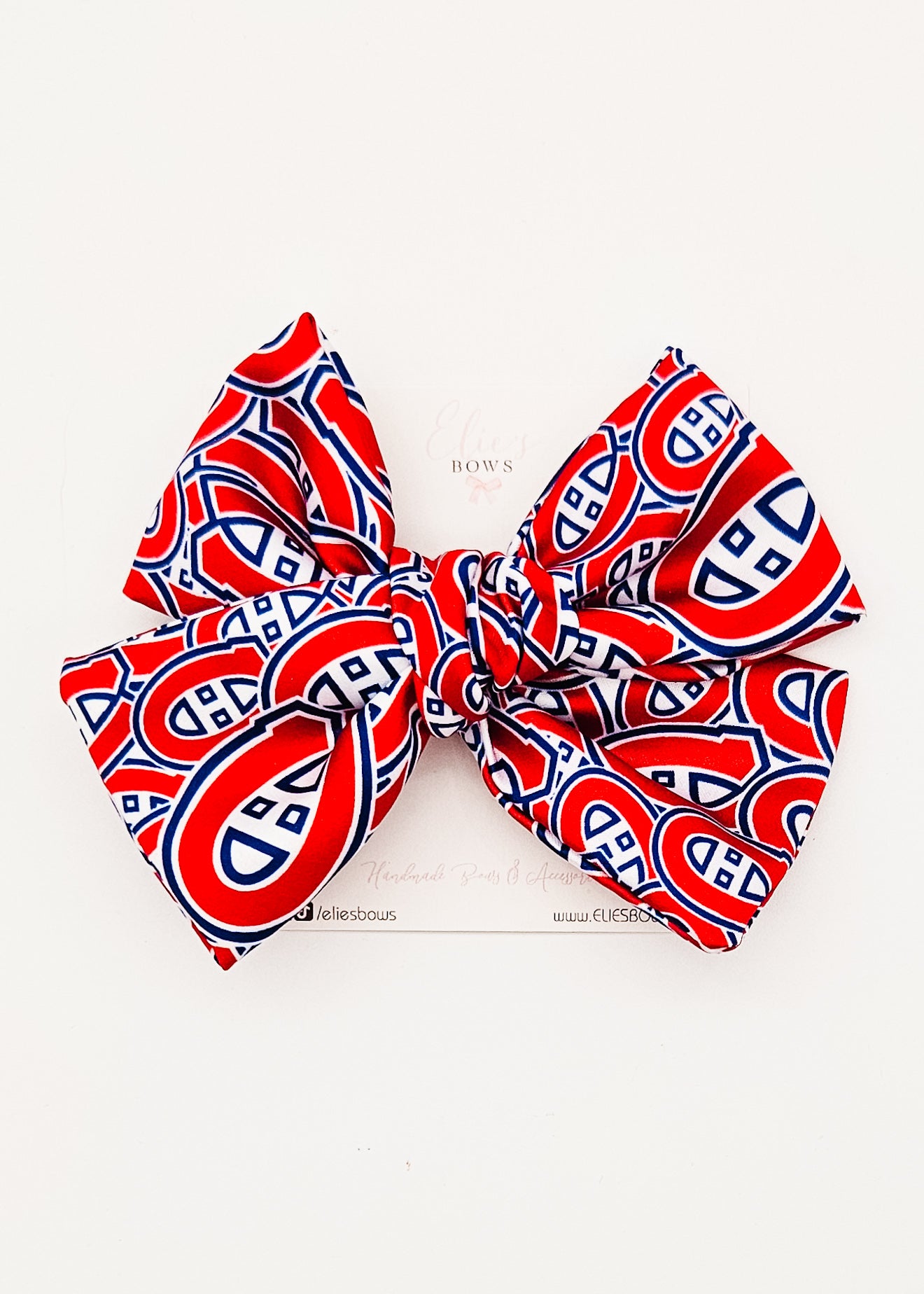 Red Habs - Fabric Bow - 4"