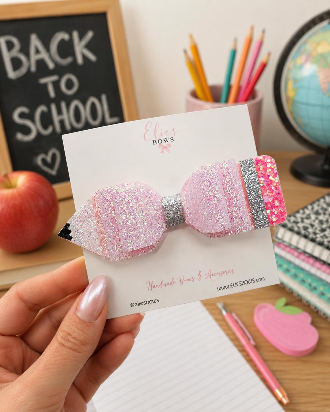 Pink Classic Pencil Bow - 4"