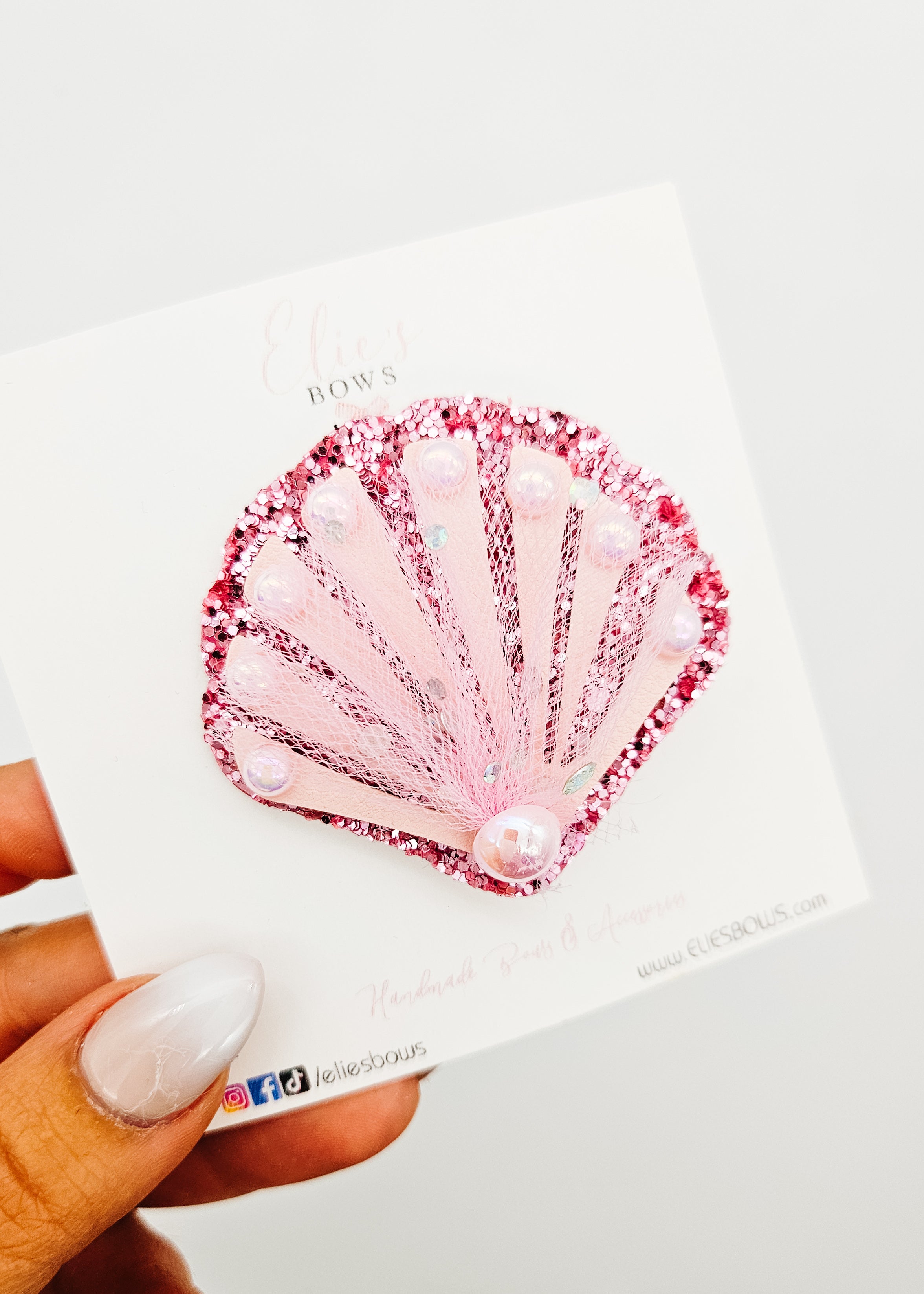 Nerissa Pink Sheashell - Hair Bow 2.5"